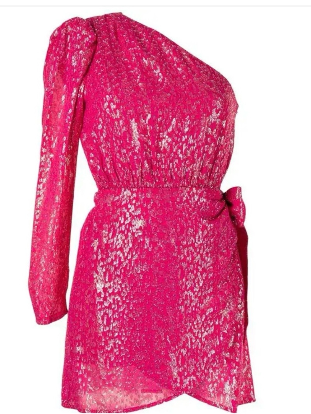 Rebecca Vallance One-Shoulder Valencia Metallic-Accent Mini Dress